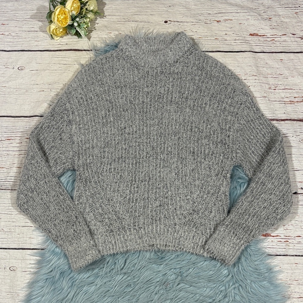 Abercrombie & Fitch Gray Mockneck Knit Fuzzy Soft Sweater